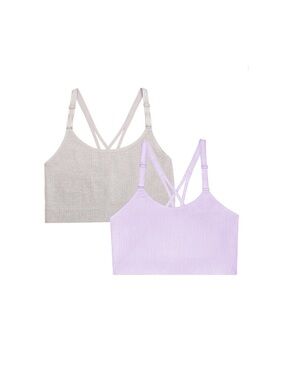 Fruit of the Loom Ribbed Bralette Strappy Back Longline Bras